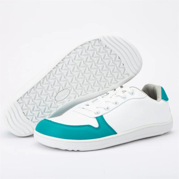 Zapato minimalista de cuero de fibra suave para adulto ZZFABER - Blanco-Verde oscuro - Imagen 2