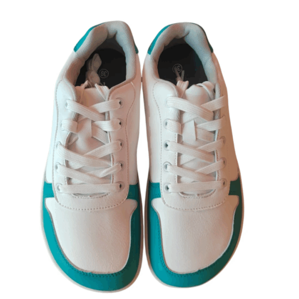 Zapato minimalista de cuero de fibra suave para adulto ZZFABER - Blanco-Verde oscuro - Imagen 3