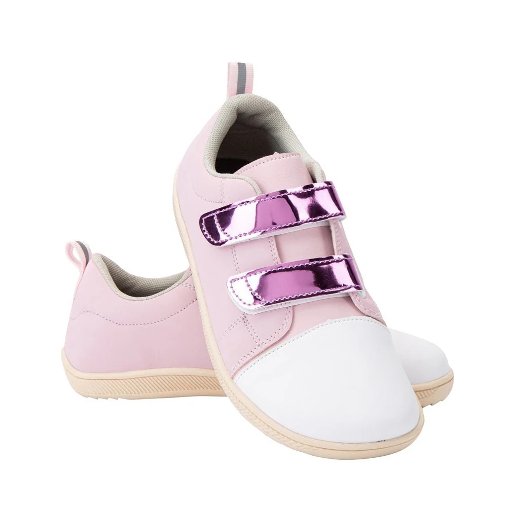 Zapatos minimalistas Barefoot para niños y niñas, zapatillas de punta ancha, informales, planos para caminar ZZFABER - Rosa