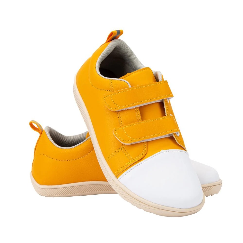 Zapatos minimalistas Barefoot para niños y niñas, zapatillas de punta ancha, informales, planos para caminar ZZFABER - Amarillo