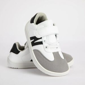 Zapatos minimalistas Barefoot para niños y niñas, zapatillas de punta ancha, informales, planos para caminar ZZFABER – Letra gris