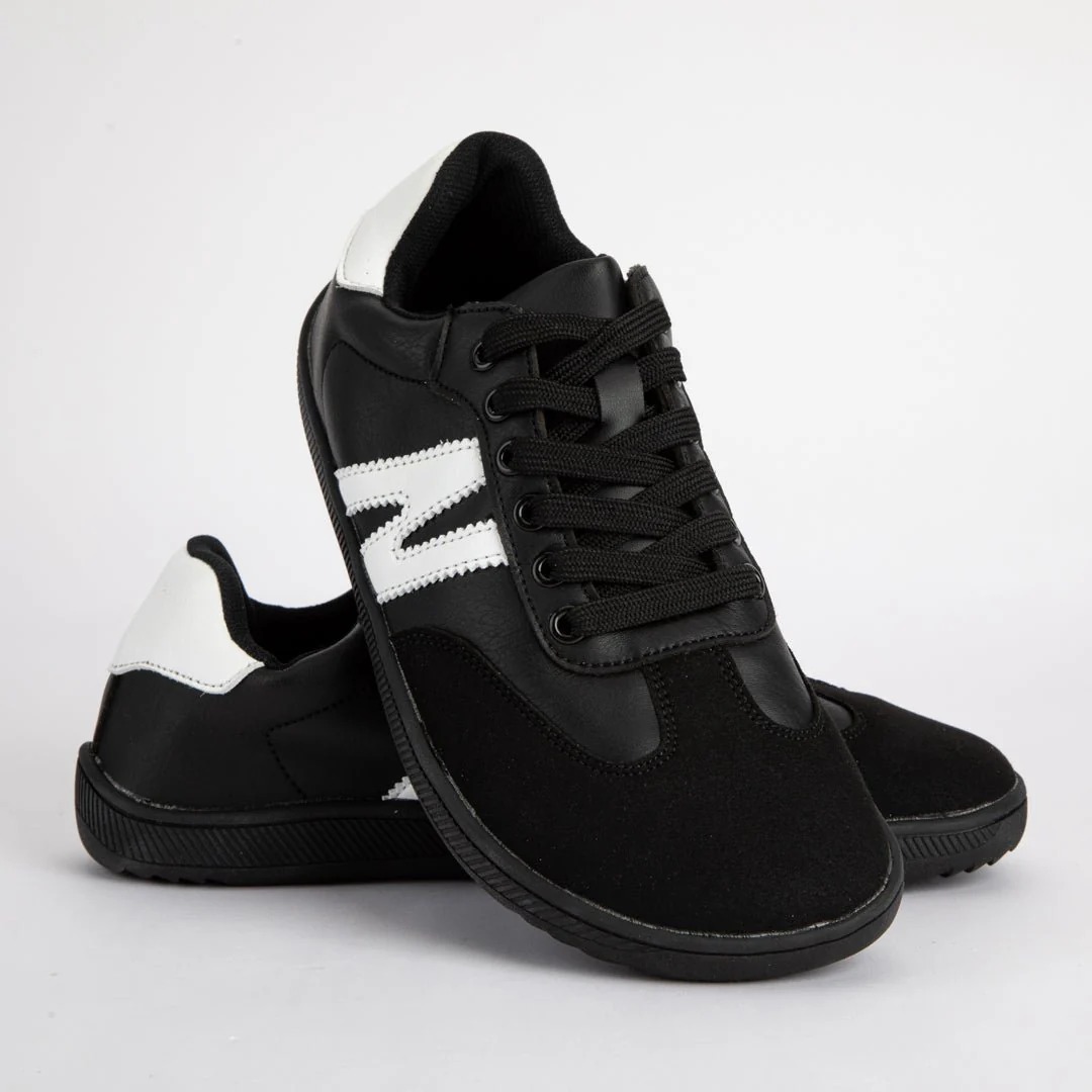 Zapatos casuales de cuero de fibra flexible barefoot ZZFABER - Negro